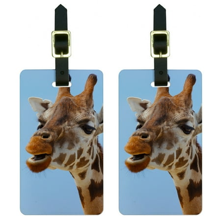 Funny African Giraffe Luggage Tags Suitcase Carry-On ID, Set of 2
