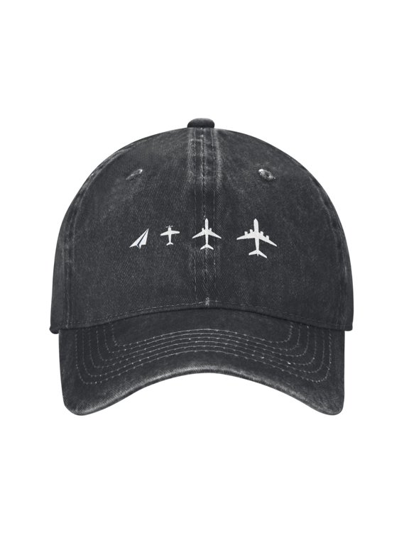 Funny Airplane Baseball Cap Denim Adjustable Stylish Four Planes Hat Gifts for Men Dad Women Adults Plane Lovers