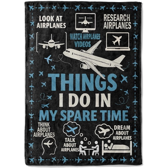 Funny Airplane Blanket,50x60in,Aviation Plane Video Dream Pilot Throw Blankets,Soft Cozy Lightweight, Ideal for Bed Living Room Home Cool Decor,Men Gifts