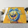 Funny Alarm Clock Illustration Throw Blanket for Couch, Soft Comfy Warm