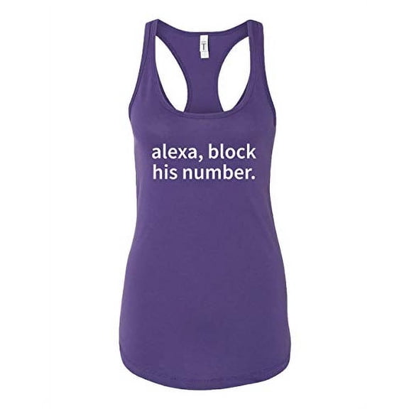 Funny Alexa Block His Number Ladies Racerback Tank-Purple-XXL