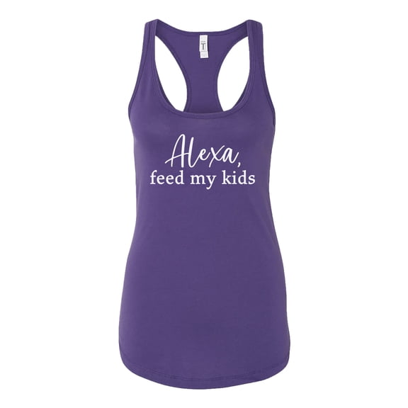 Funny Alexa Feed My Kids Ladies Racerback Tank-Purple-X-Small