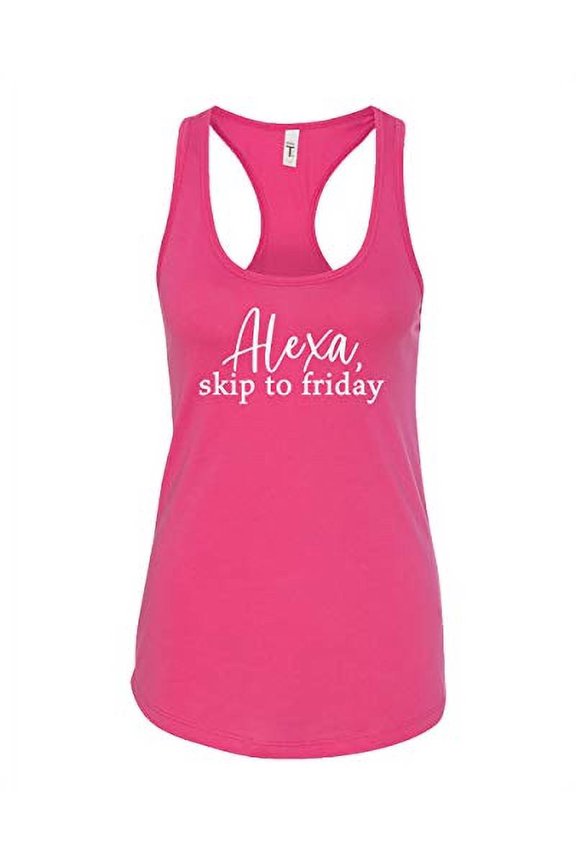 Funny Alexa Skip to Friday Ladies Racerback Tank-Raspberry-Medium