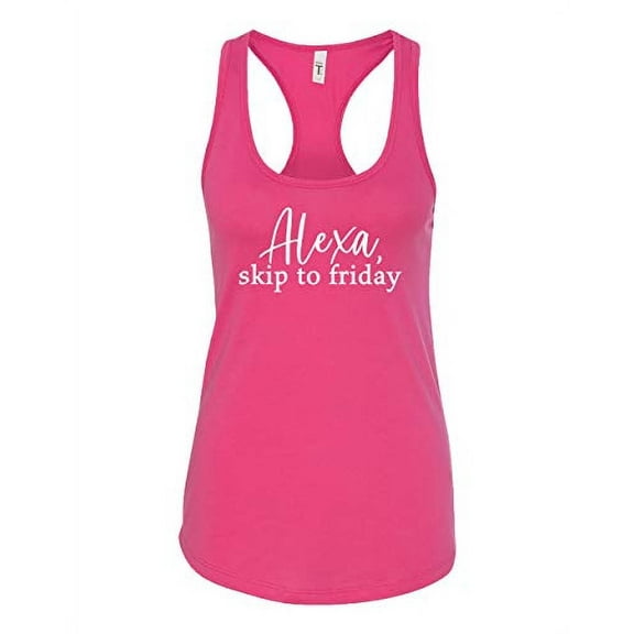 Funny Alexa Skip to Friday Ladies Racerback Tank-Raspberry-Small