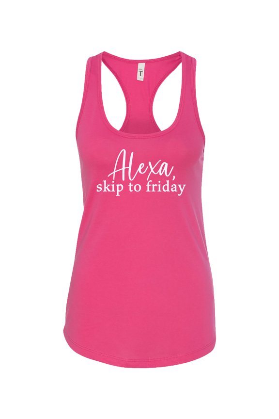 Funny Alexa Skip to Friday Ladies Racerback Tank-Raspberry-X-Small