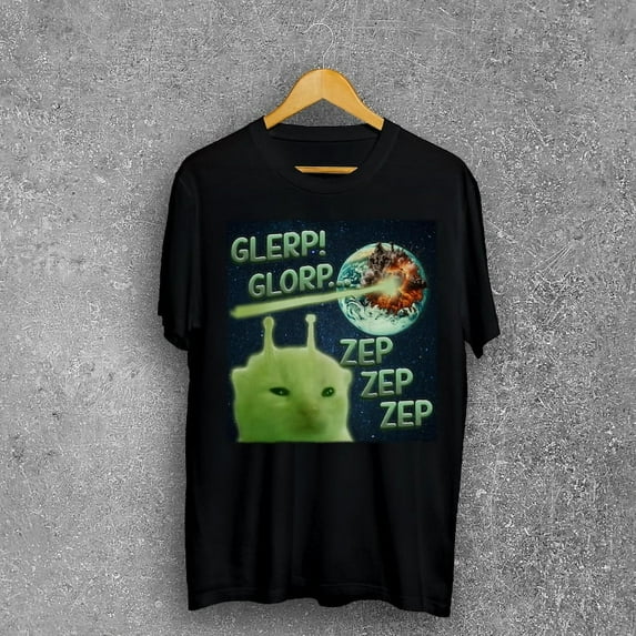 Funny Alien Cat Meme T-Shirt - Glerp Glorp (Unisex)