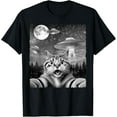 thumbnail image 1 of Funny Alien Cat Selfie with UFOs Gift Idea Men Women Kids T-Shirt Tee, 1 of 4