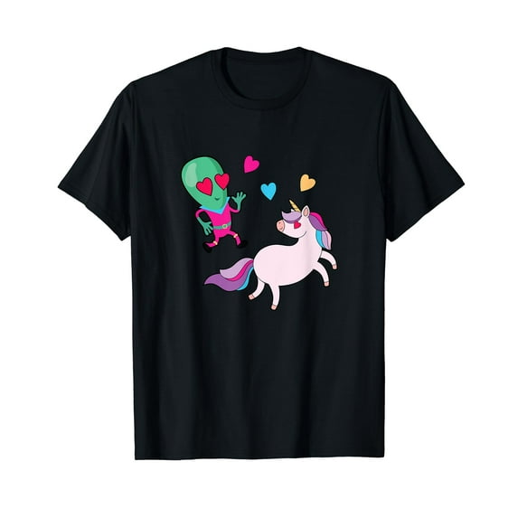 Funny Alien Cute Magical Unicorn Love Adorbale Gift T-Shirt
