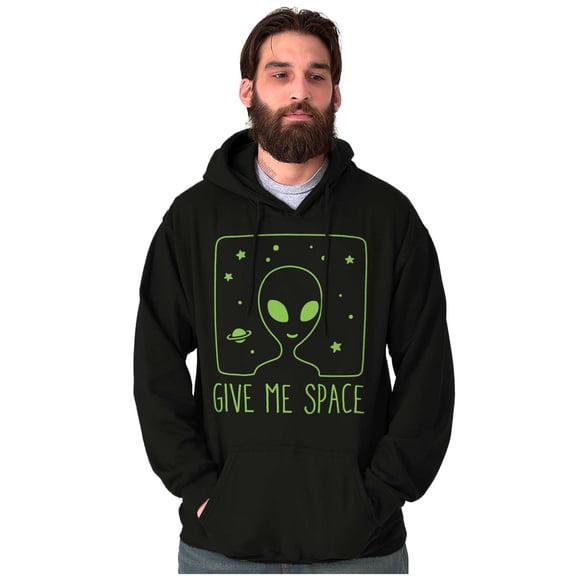Funny Alien Introvert Give Me Space Unisex Plus Fleece Graphic Hoodie Brisco Brands 4X