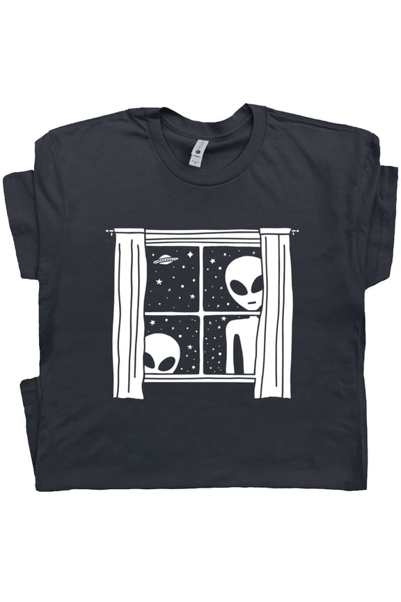 Funny Alien T Shirt Cool Ufo Shirts Weird Graphic Tee for Women Men Guys Abduction Cryptozoology Cryptid Flying Saucer Scary Sci Fi
