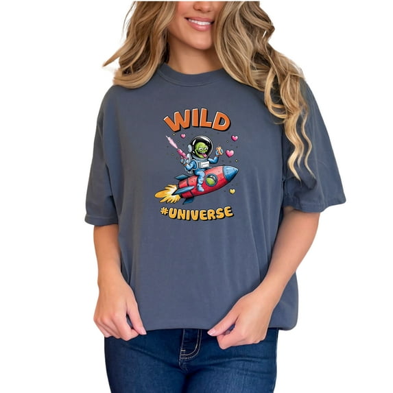 Funny Alien T-Shirt, Spaceship Graphic Tee, Outer Space Fan Gift, Cool Universe Tshirt, Space Humor, Quirky Space Design, Denim Comfort Colors T-Shirt, Small