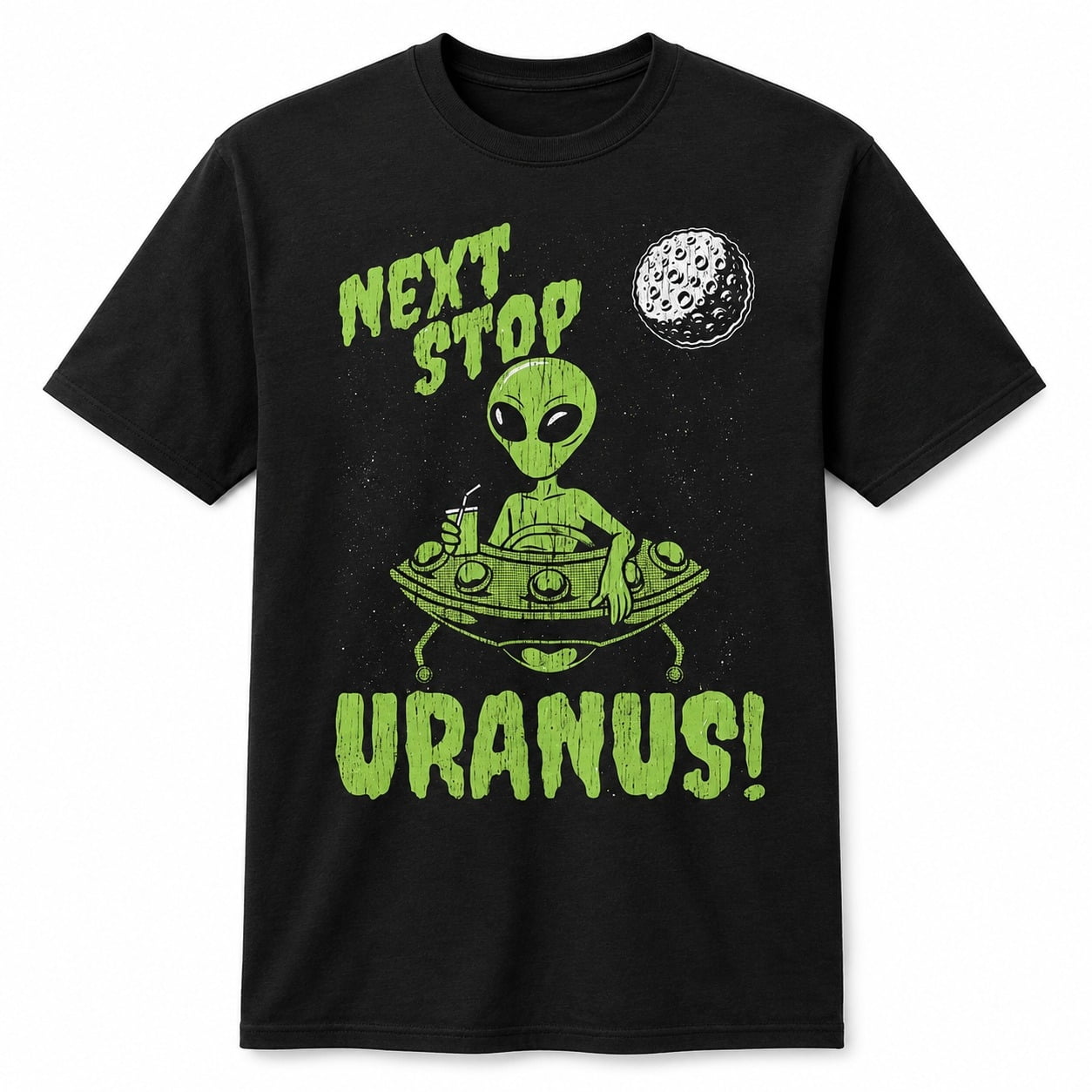 Funny Alien UFO Graphic T-Shirt, Next Stop Uranus Space Joke Tee ...