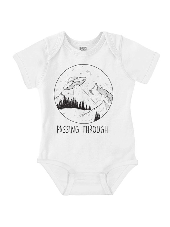 Funny Alien UFO Passing Through Romper Boys or Girls Infant Baby Brisco Brands NB