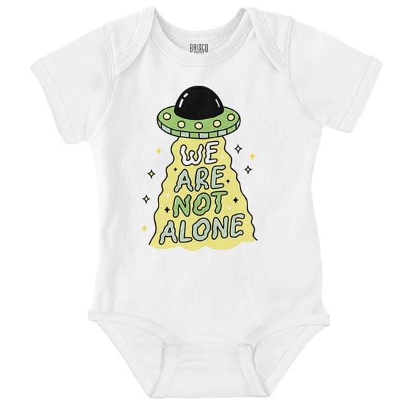 Funny Alien UFO We Are Not Alone Romper Boys or Girls Infant Baby Brisco Brands NB