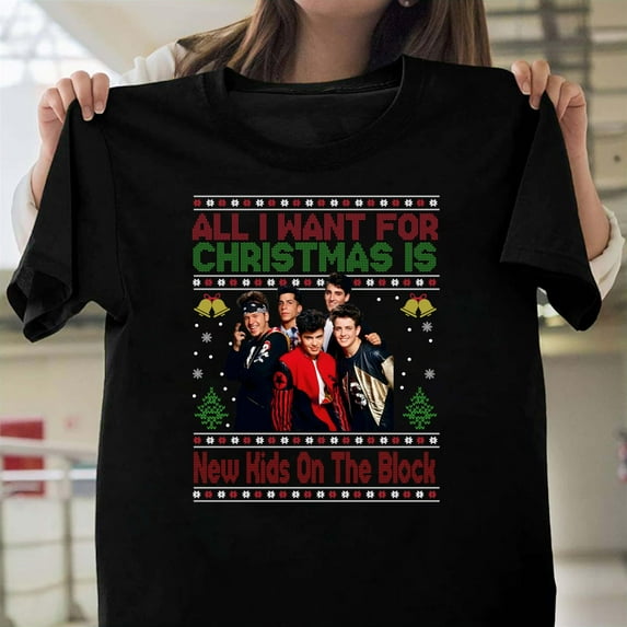 Funny All I Want For Christmas Is NKOTB Graphic Unisex T-Shirt, Vintage 80s Band Gift G0174, Up to Size 5XL