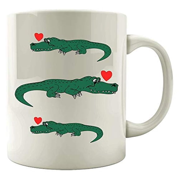 Funny Alligator 11 oz Coffee Mug - Aquatic Swimming Predator White Ceramic Gift