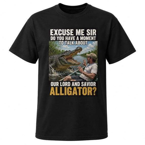 Funny Alligator Encounter Graphic T-Shirt, Unisex Classic Fit Tee
