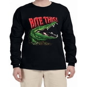 Funny Alligator T-shirt Mens Graphic Tees Long Sleeve Tee Shirt