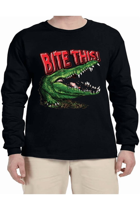Funny Alligator T-shirt Mens Graphic Tees Long Sleeve Tee Shirt