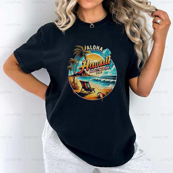 Funny Aloha Hawaii Family Vacation 2024 Summer Cruise Matching Trip Fun Comfort Color T-Shirt Unisex, up to 4XL