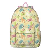 Funny Alpaca Backpack   Cute Llama Pattern Bookbag with Cartoon Design for School and Outdoor Activities