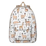 Funny Alpaca Backpack   Cute Llama Pattern Bookbag with Cartoon Design for School and Outdoor Activities