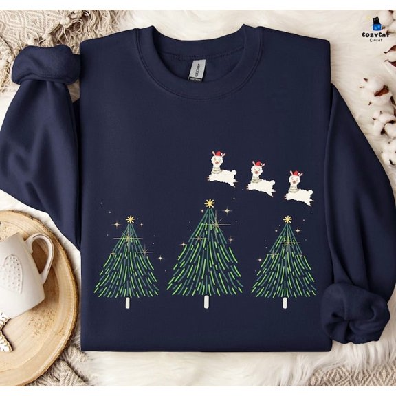 Funny Alpaca Christmas Crewneck Sweatshirt, Cute Xmas Llama Shirt For Friends And Family