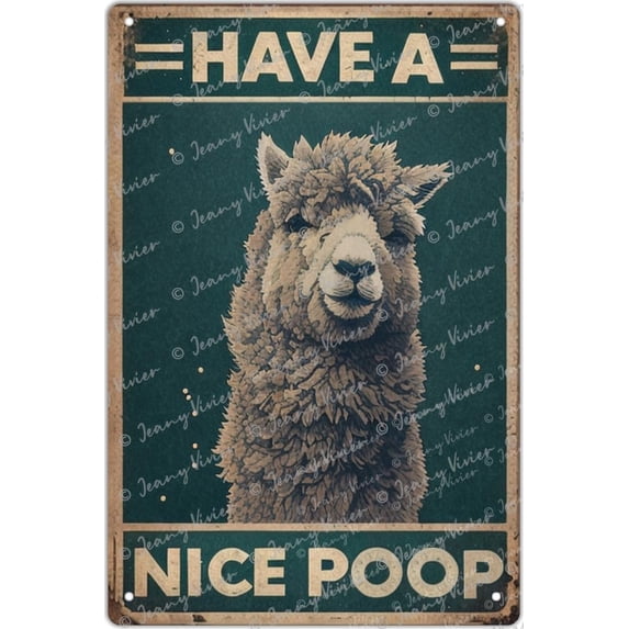 Funny Alpaca Tin Sign, Have A Nice P**P Retro Metal Tin Sign, Animal Lovers Decorative Signage For Women, Metal Bathtub Bathroom Decoration, Bathroom Vintage Decors Signs 12x8 Inches