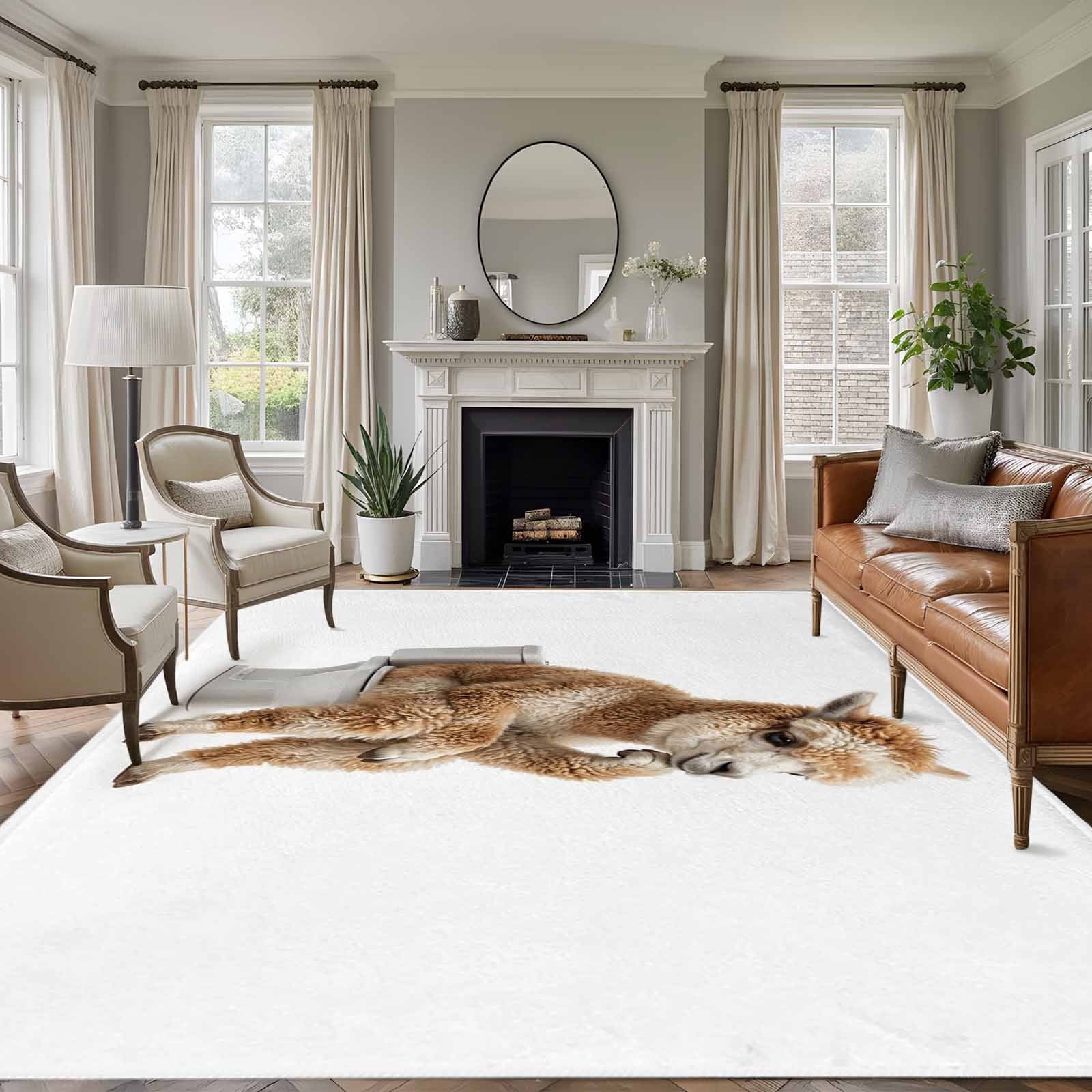 Funny Alpacas Area Rugs 8'x10', Washable Small Throw Rugs for Living ...