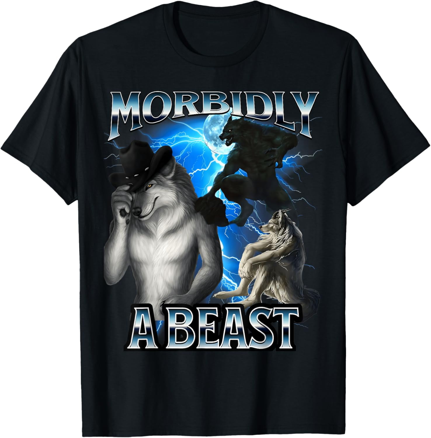 Funny Alpha Wolf Meme Morbidly A Beast Bootleg T-Shirt Tops Tee -  Walmart.com