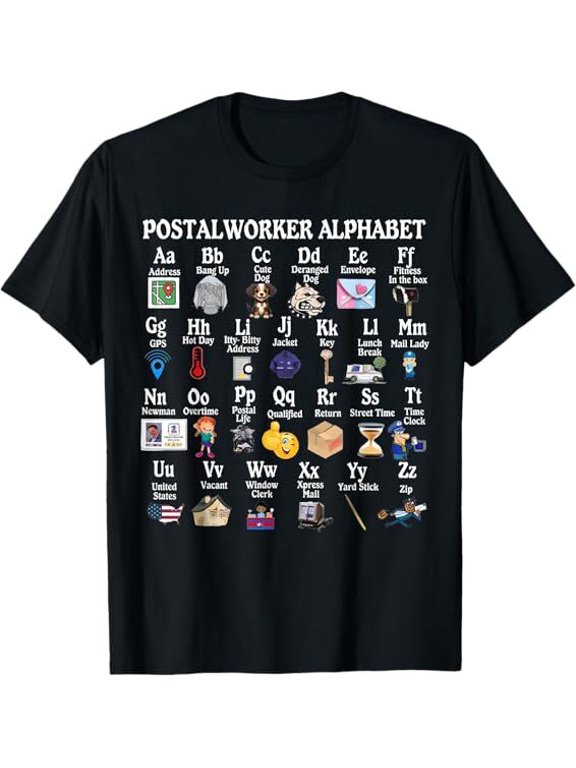 Funny Alphabet Post Office Delivery Mailman Design Tee T-Shirt S-3XL