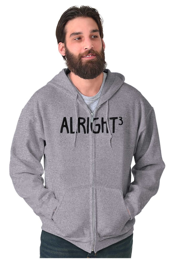 Funny Alright Cubed Math Nerd Joke Unisex Fleece Graphic Zip Up Hoodie Brisco Brands 4X