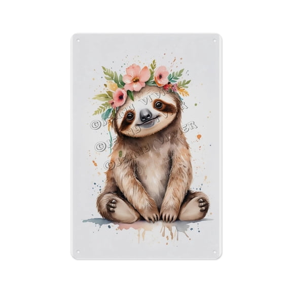 Funny Aluminum Sign - Funny Sloth - 12 x 16 Inches - Humorous Metal Sign for Living Room Ideal for Entertaining Guests