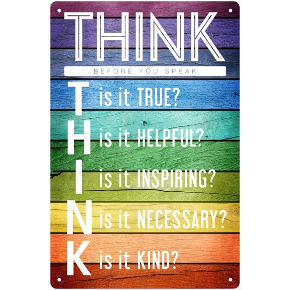 Funny Aluminum Signs Think Before You Speak Motivational Classroom Poster Novelty Metal Signs 8x12 inch