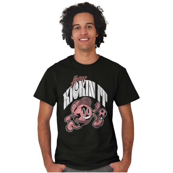 Funny Always Kickin It Soccer Pun Plus Size Crewneck Graphic Tee Shirt Brisco Brands 3X