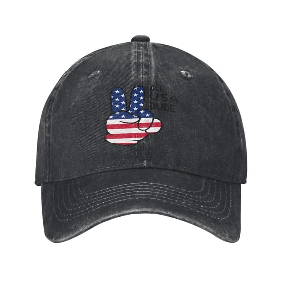Funny America Flag Baseball Cap Golf Dad Hat Adjustable Washed Denim Trucker Hats Unconstructed Snapback Cap for Men Women Unisex Adult,Black