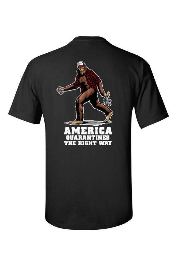 Funny America Quarantines The Right Way Unisex Short Sleeve T-shirt-Black-xxl