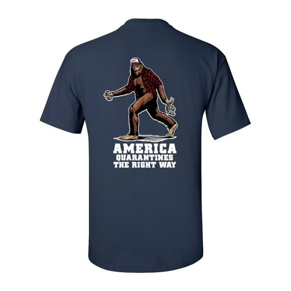 Funny America Quarantines The Right Way Unisex Short Sleeve T-shirt-Navy-medium