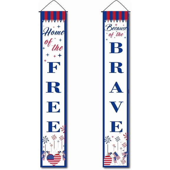 Funny American Flag Door Flags Banners Hanging Banner Porch Sign Veterans Day Independence Day for Holiday School Farmhouse Home Fireplace Indoor Outdoor Garden Party 11.8 x 70.8inch Blue