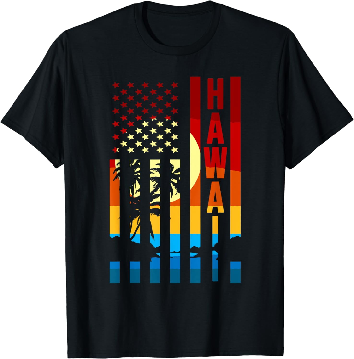 Funny American Flag Hawaiian Gift Men Women Cool Hawaii Trip T-Shirt ...