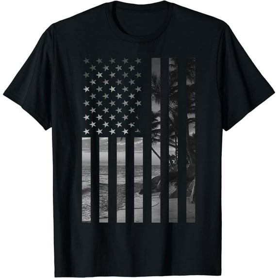 Funny American Flag Hawaiian Gift Men Women Cool Hawaii Trip T-Shirt