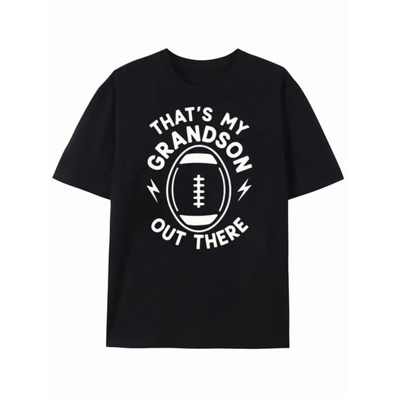 Funny American Football Graphic T-Shirt - "That'S My Grandson Out There" Saying - Soft Breathable Cotton Tee for Men & Women - Birthday Gift for Sports Fans, Game Day Outfits