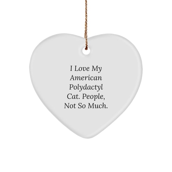 Funny American Polydactyl Cat Love Gifts, Gifts from Family to Friends, Heart Ornament for Christmas, 'I Love My American Polydactyl Cat. People, Not So Much.'