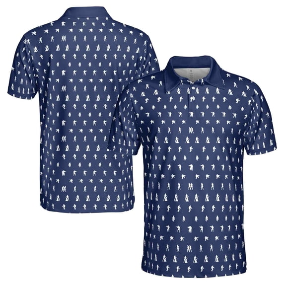 Funny American Soldier Silhouette Icon Navy Golf Men's Polo Shirt S-5XL