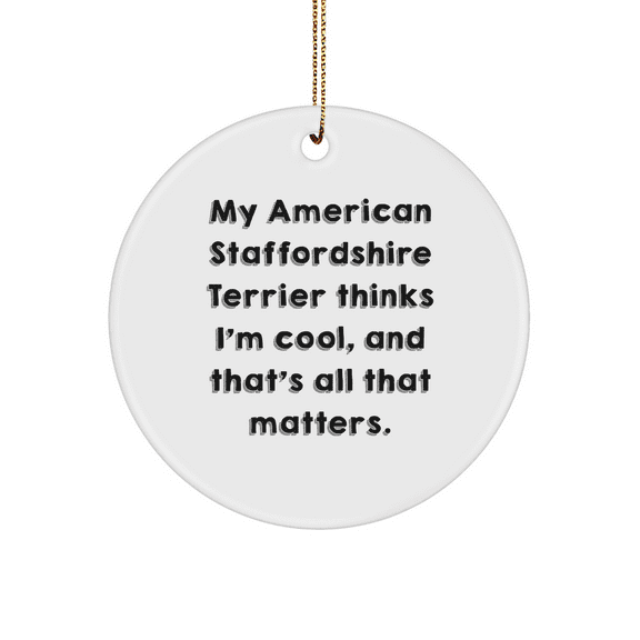 Funny American Staffordshire Terrier Dog Circle Ornament Gifts from Friends for Christmas Unique Presents