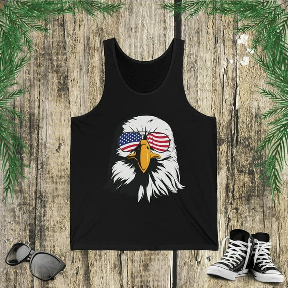 Funny American bald eagle Fourth of July party Patriotic Jersey Tank