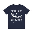 thumbnail image 1 of Funny Amputee Shirt, true story a shark did it, humor Crew Neck T-Shirt, 1 of 4
