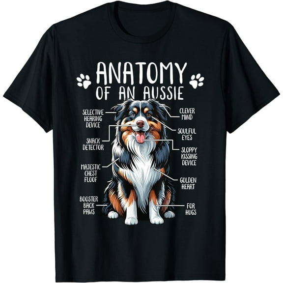 Funny Anatomy Australian Shepherd Dog Lover Aussie Owner T-Shirt