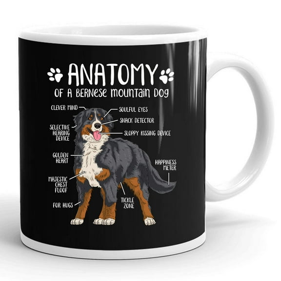 Funny Anatomy Bernese Mountain Dog Berner Lover Gift Ceramic Mug 11oz (White;11oz)