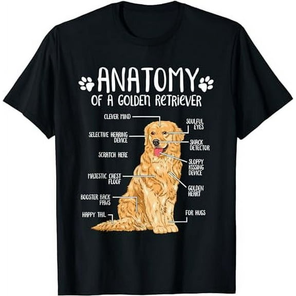 Funny Anatomy Golden Retriever Dog Lover T-Shirt